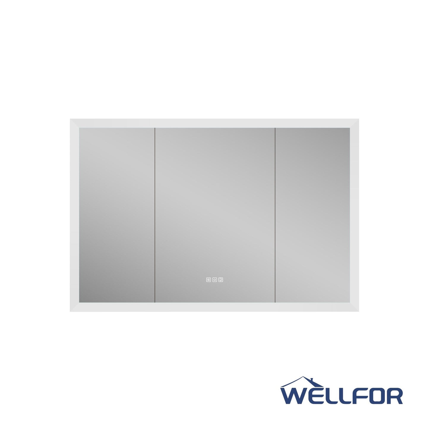 WELLFOR AURORA 48-in x 32-in Lighted LED Fog Free Surface/Recessed Mount Silver Mirrored Soft Close Medicine Cabinet