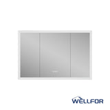 WELLFOR AURORA 48-in x 32-in Lighted LED Fog Free Surface/Recessed Mount Silver Mirrored Soft Close Medicine Cabinet