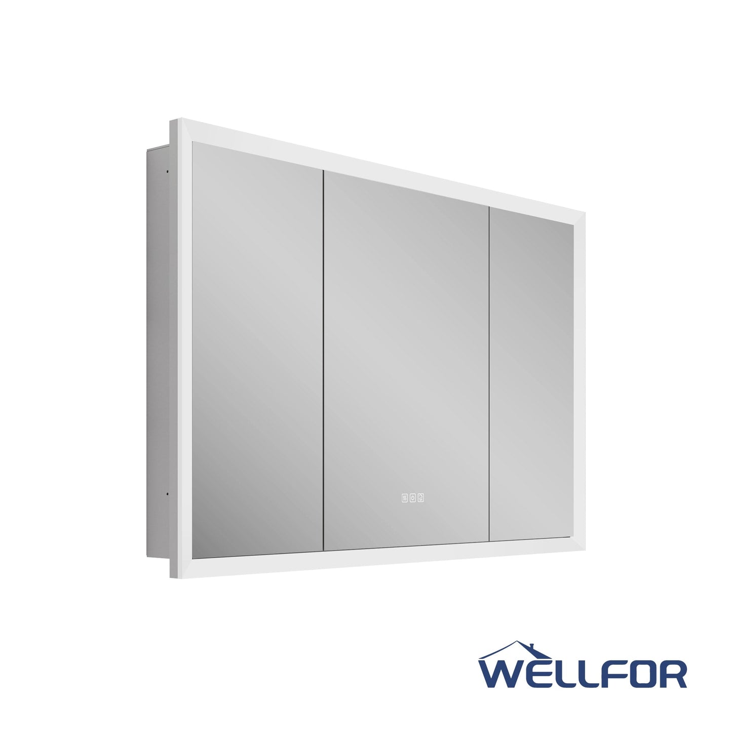 WELLFOR AURORA 48-in x 32-in Lighted LED Fog Free Surface/Recessed Mount Silver Mirrored Soft Close Medicine Cabinet