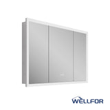 WELLFOR AURORA 48-in x 32-in Lighted LED Fog Free Surface/Recessed Mount Silver Mirrored Soft Close Medicine Cabinet