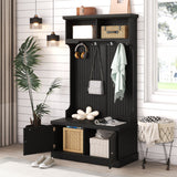 Yiekholo Casual 35.5-in Black Wood Hall Tree