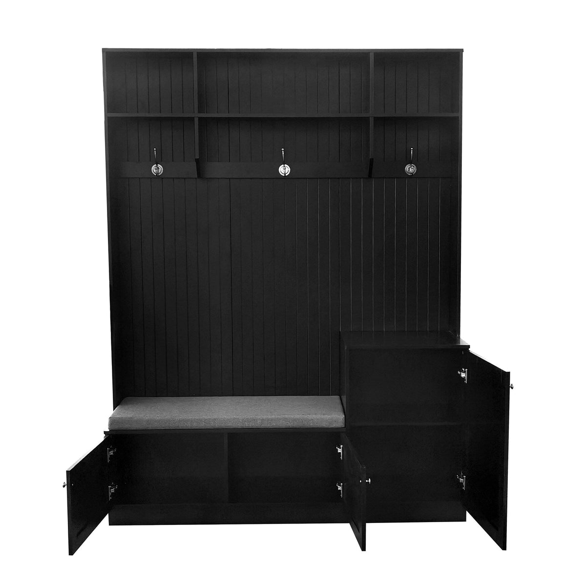 Yiekholo Casual 59-in Black Wood Hall Tree