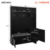 Yiekholo Casual 59-in Black Wood Hall Tree