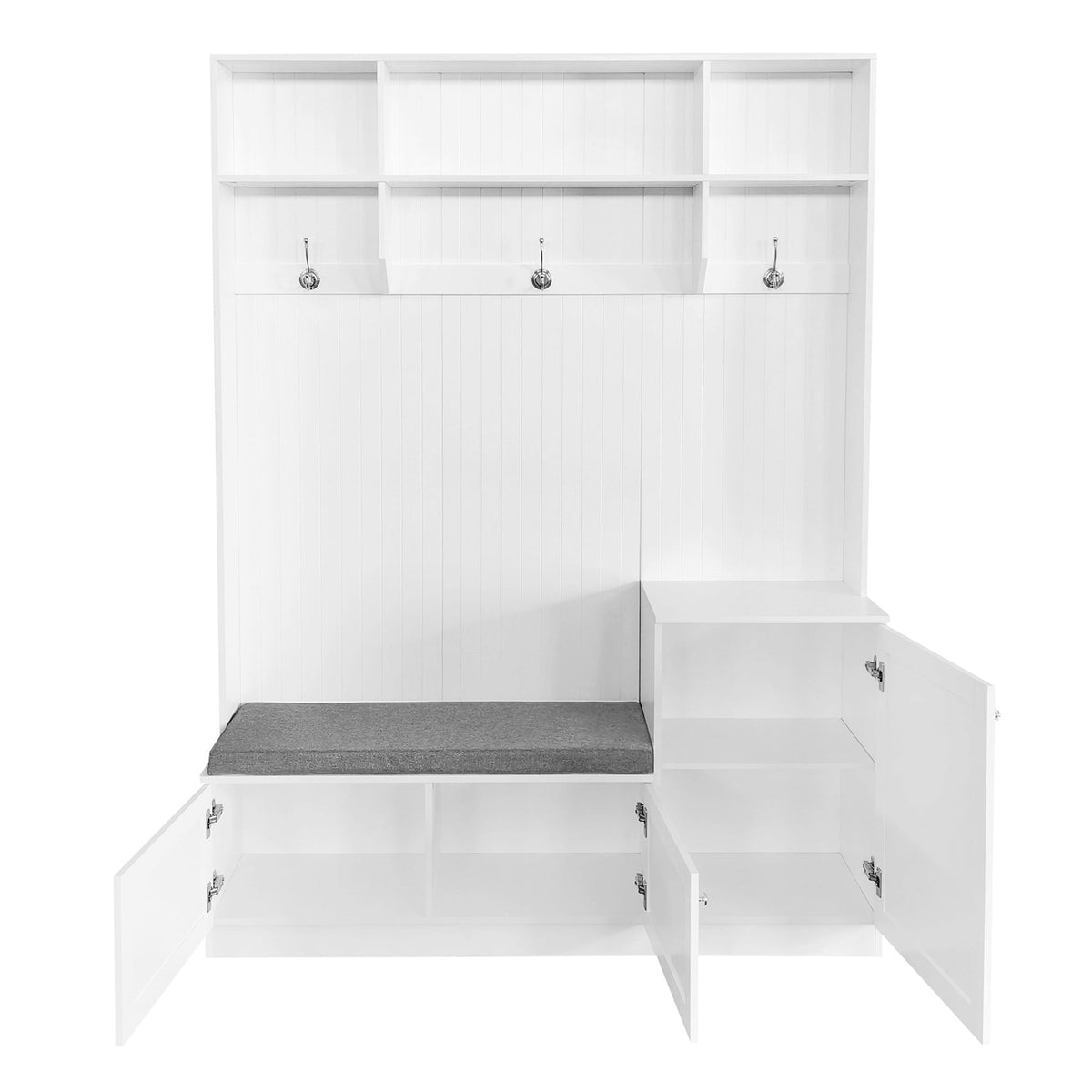 Yiekholo Casual 59-in White Wood Hall Tree