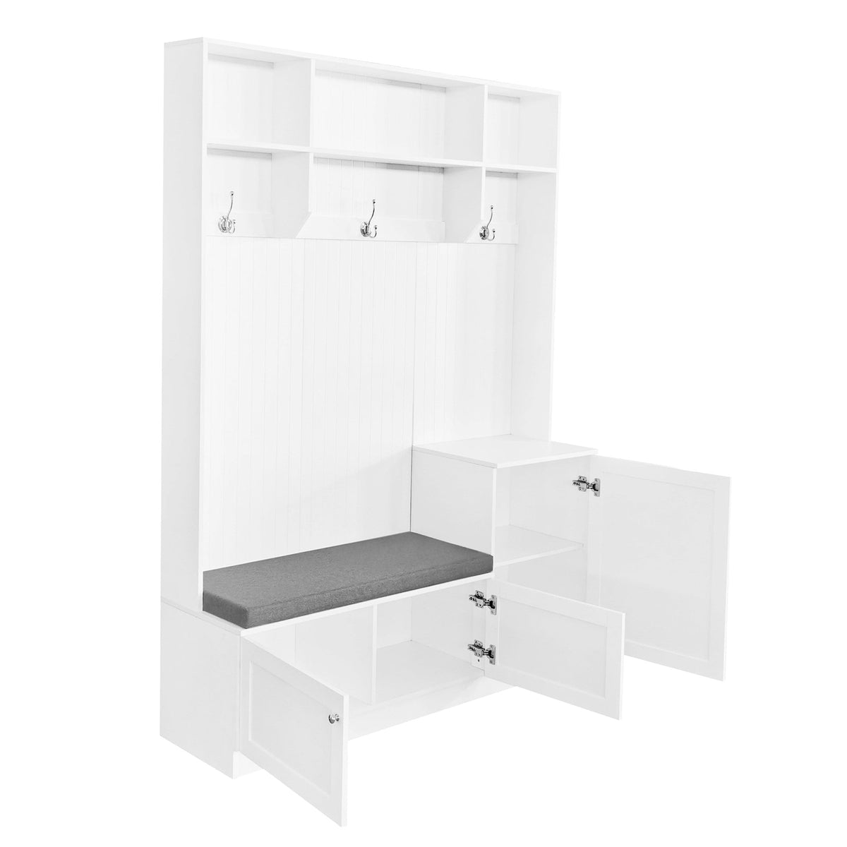 Yiekholo Casual 59-in White Wood Hall Tree