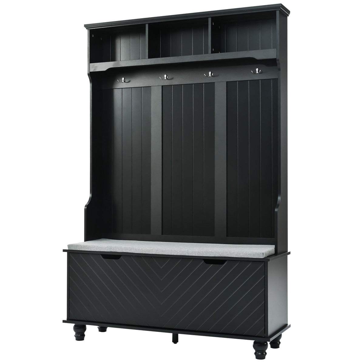 Yiekholo Casual 47.2-in Black Wood Hall Tree