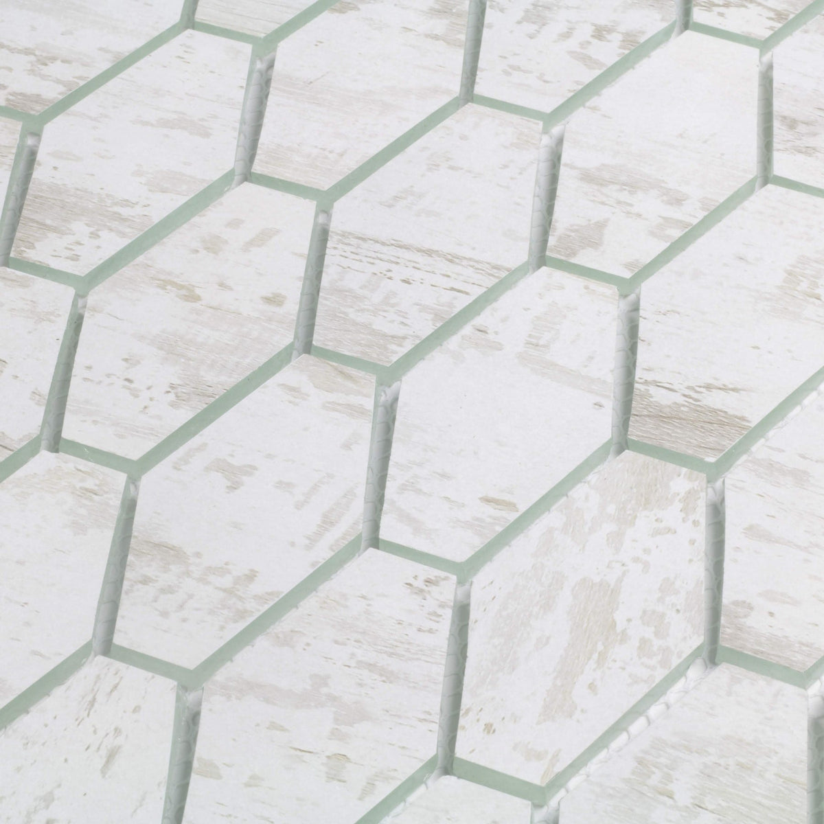 Abolos Hexagon Birchwood White 11-in x 11-in Matte Glass Wood look Hexagon Mosaic Wall Tile product image