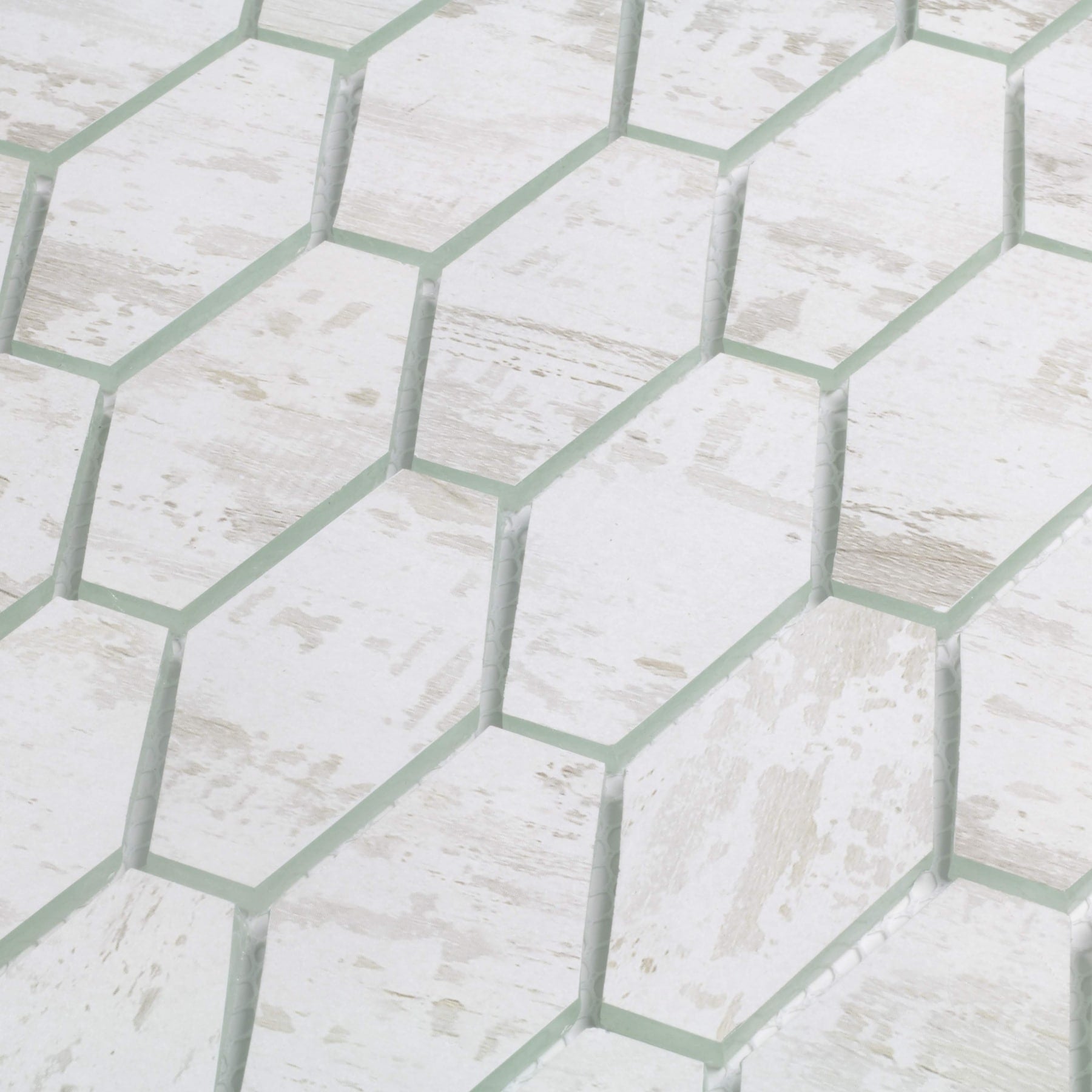 Abolos Hexagon Birchwood White 11-in x 11-in Matte Glass Wood look Hexagon Mosaic Wall Tile product image