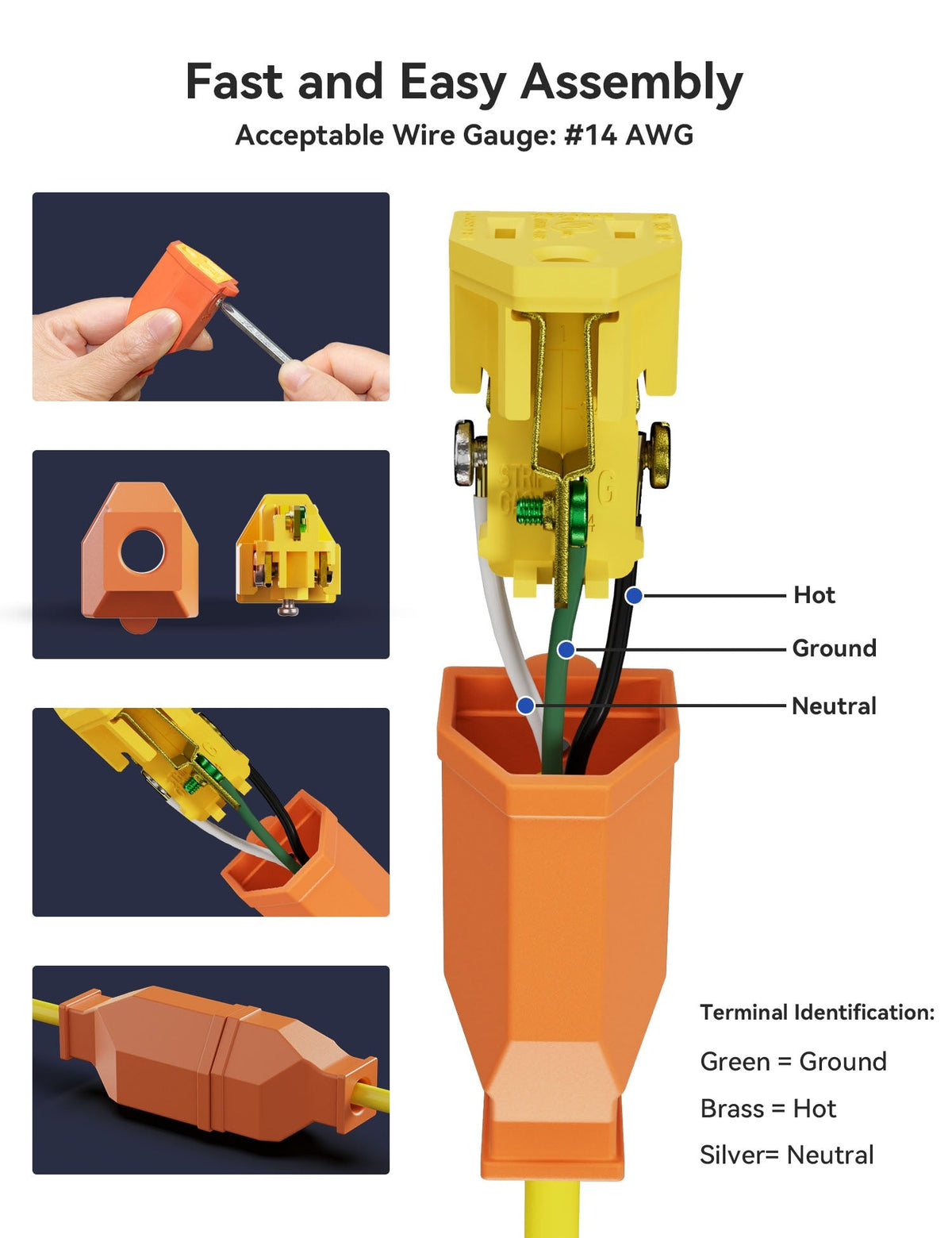 Project Source 15-Amp 125-Volt Orange 3-Wire Grounding Connector, NEMA 5-15R