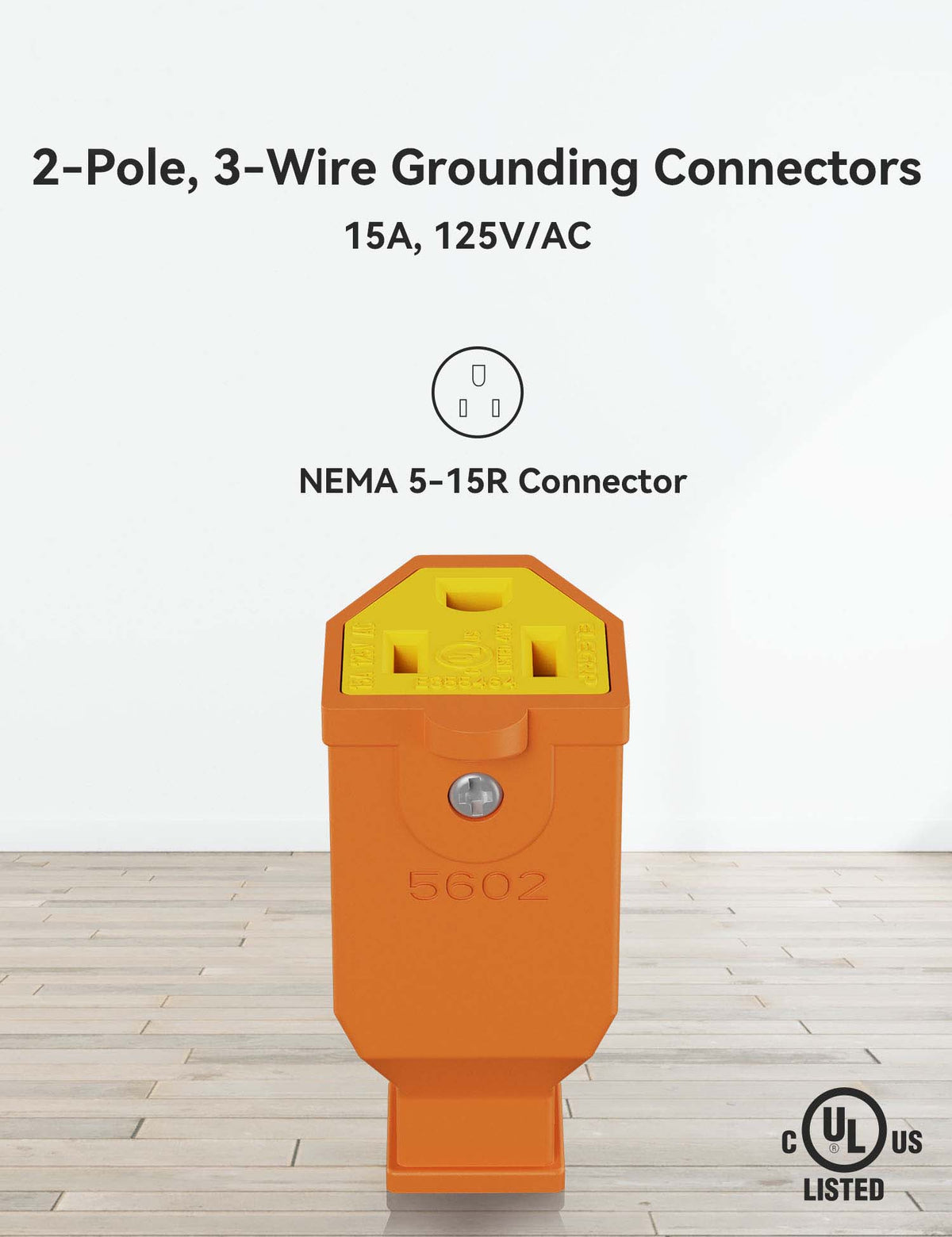 Project Source 15-Amp 125-Volt Orange 3-Wire Grounding Connector, NEMA 5-15R