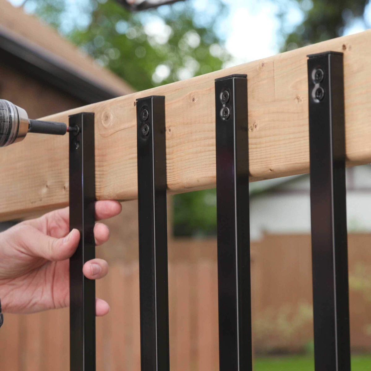 Nuvo Iron 1/2-in x 1-in x 38-in Black Powder Coated Galvanized Steel Rectangular Deck Baluster