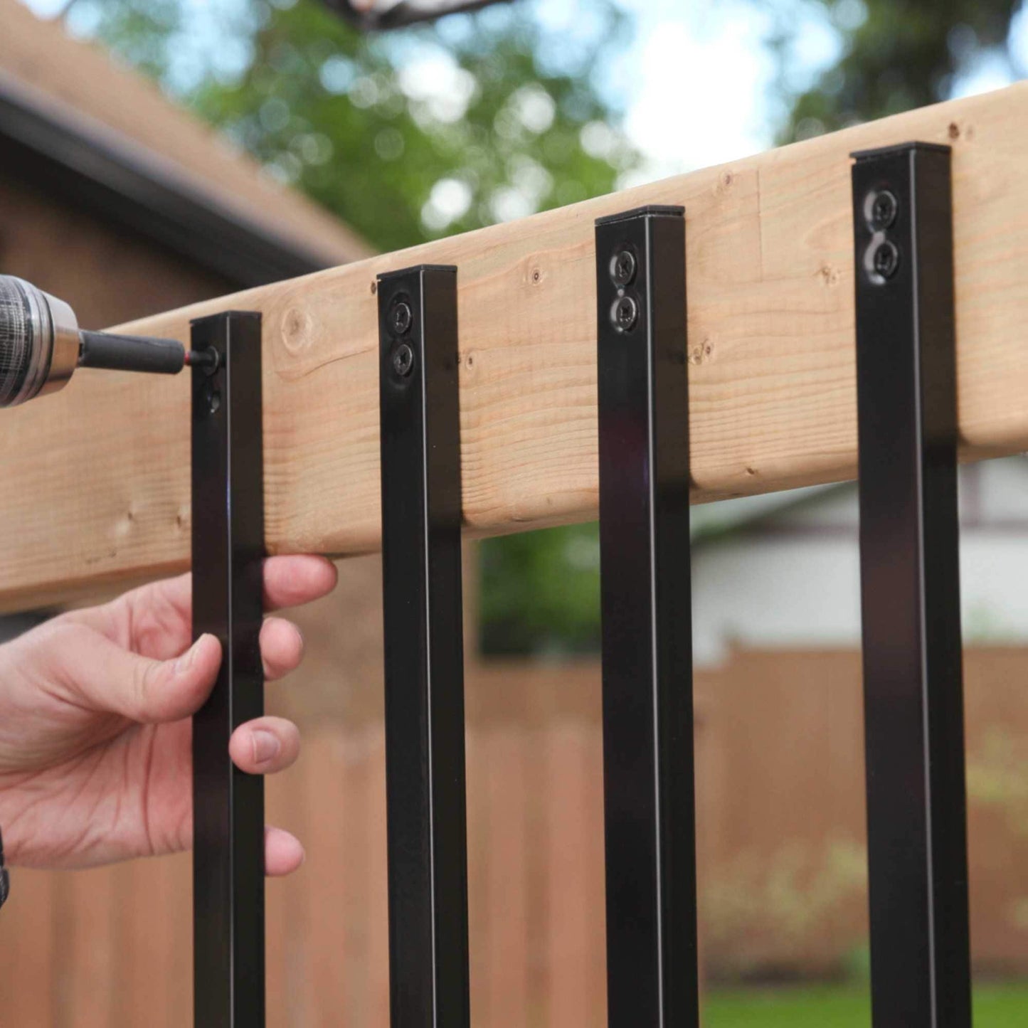 Nuvo Iron 1/2-in x 1-in x 32-in Black Powder Coated Galvanized Steel Rectangular Deck Baluster