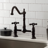 Elements of Design Oil-Rubbed Bronze 2-Handle Deck-Mount Bridge Kitchen Faucet
