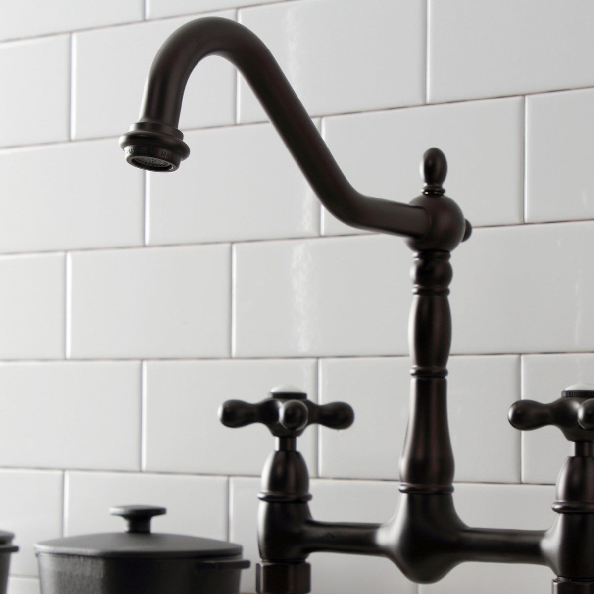 Elements of Design Oil-Rubbed Bronze 2-Handle Deck-Mount Bridge Kitchen Faucet