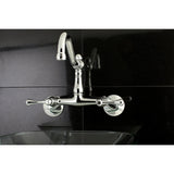 Elements of Design Hot Springs Chrome 2-Handle Wall-Mount Bridge Kitchen Faucet, 8.5-in Spout Reach
