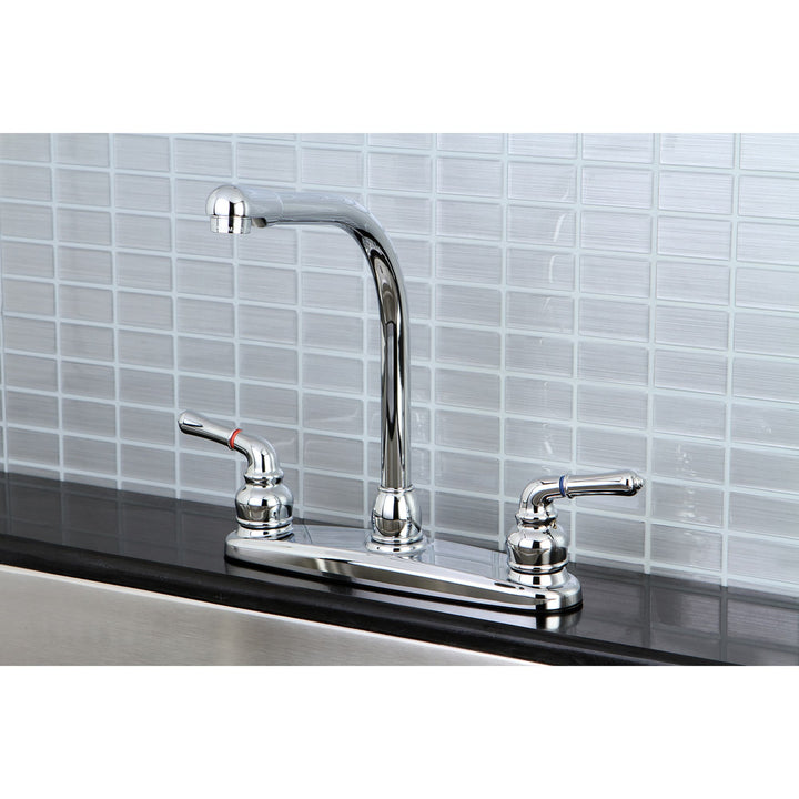 Elements of Design Magellan Chrome 2-Handle Deck-Mount High-Arc Kitchen Faucet with Deck Plate