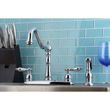 Elements of Design New Orleans Chrome 2-Handle Deck-Mount Bridge Kitchen Faucet with Side Sprayer and Deck Plate