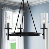 Progress Lighting Strahan 3-Light Black Transitional Chandelier, 25.75-in W x 23.87-in H