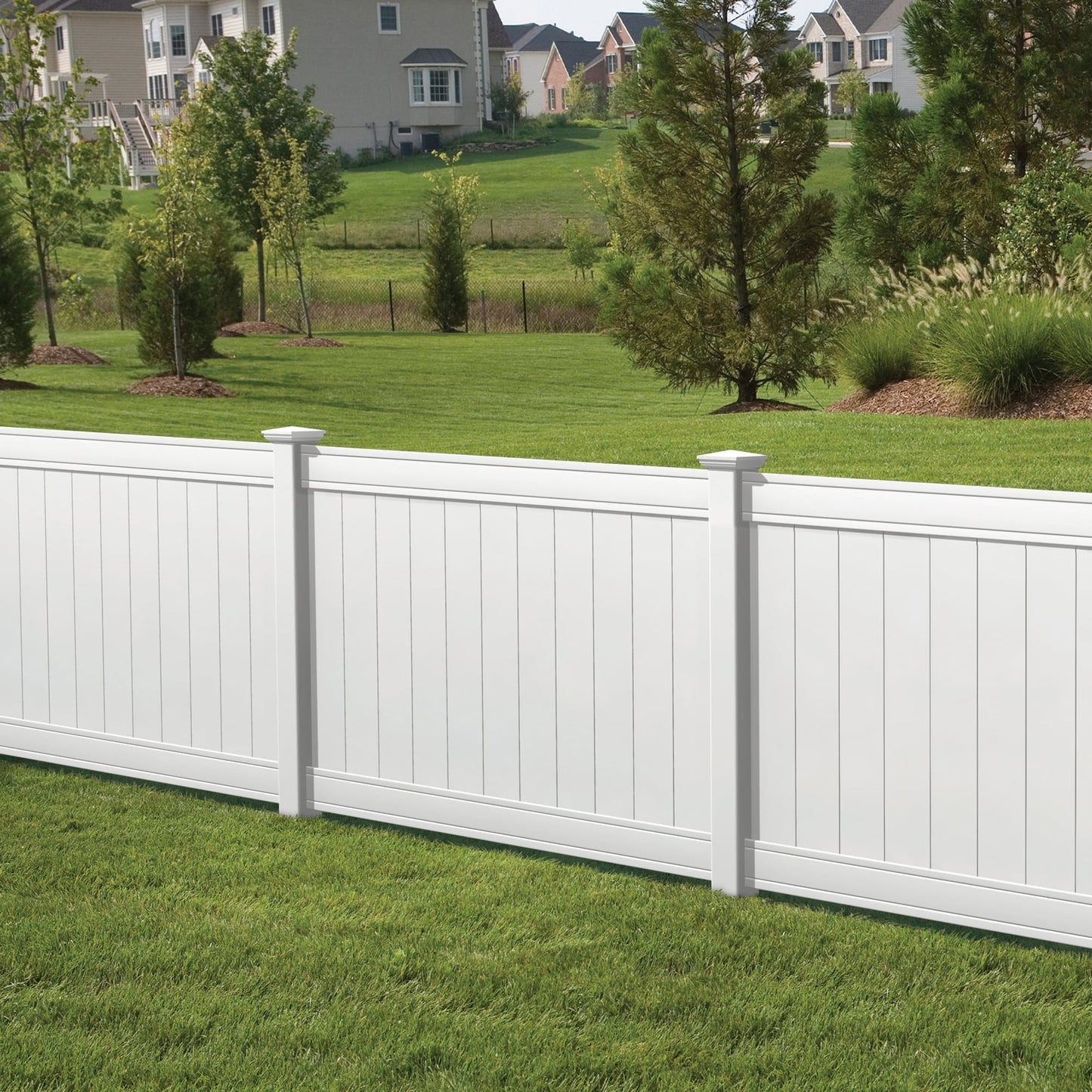 Outdoor Essentials Woodbridge 6-ft H x 5-in W White Vinyl Line Fence Post (Assembled)