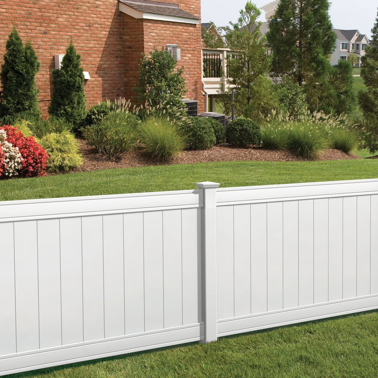 Outdoor Essentials Woodbridge 4-ft H x 6-ft W White Privacy Vinyl Fence Panel (Unassembled)