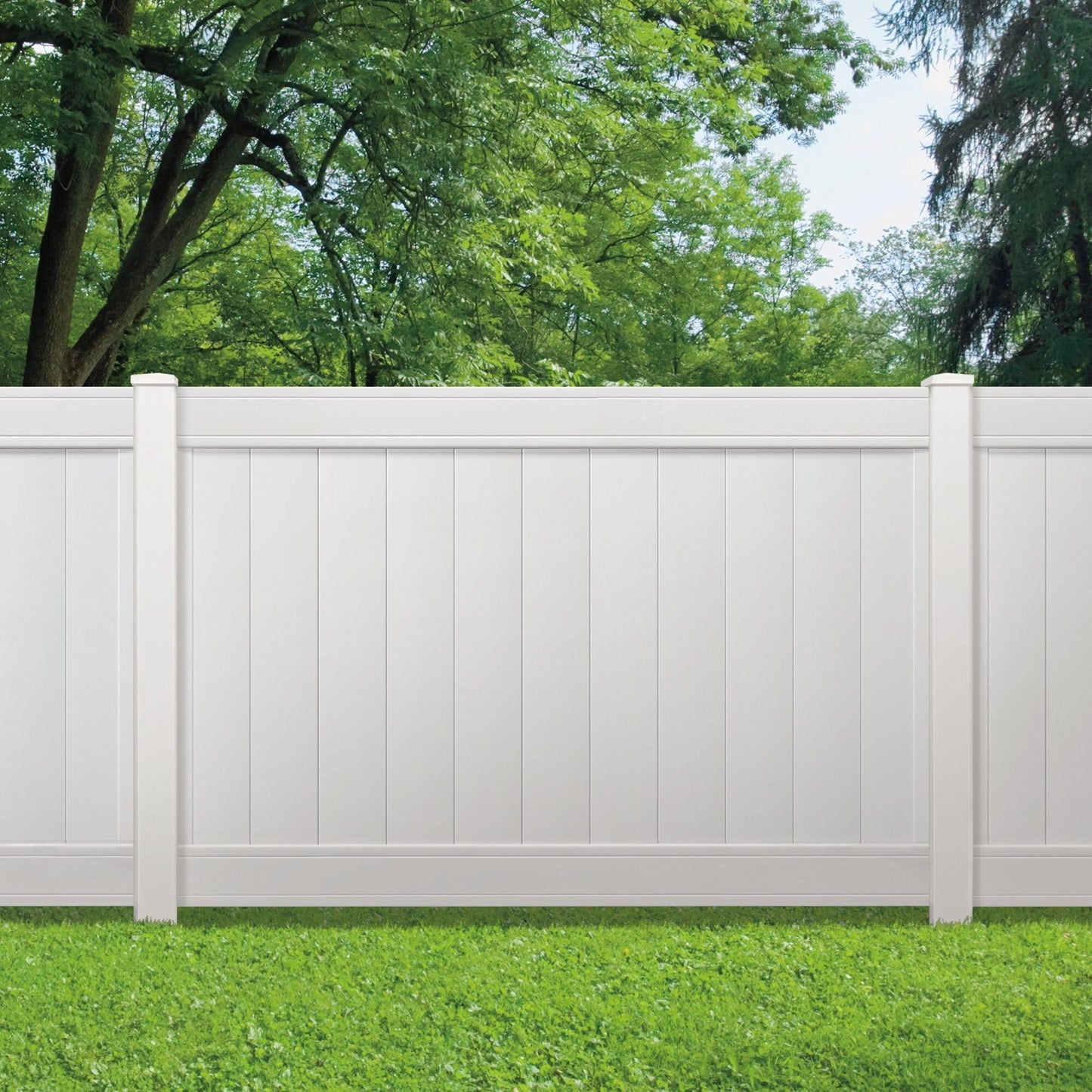 Outdoor Essentials Woodbridge 4-ft H x 6-ft W White Privacy Vinyl Fence Panel (Unassembled)