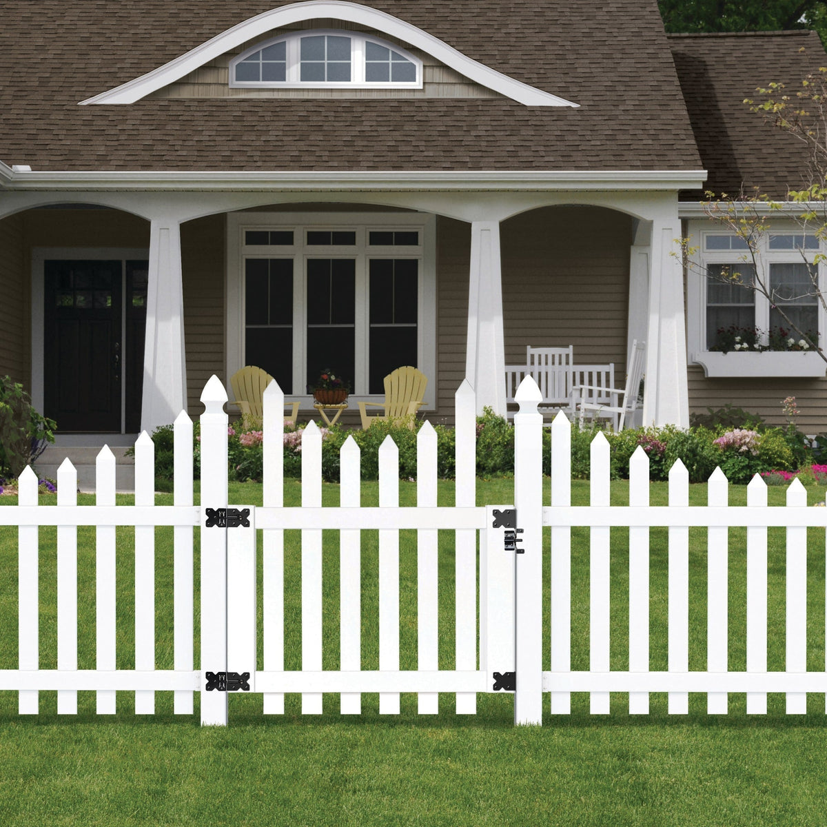 Outdoor Essentials PicketLock 4-ft H x 3.5-ft W White Vinyl Scallop Fence Gate Kit (Unassembled)