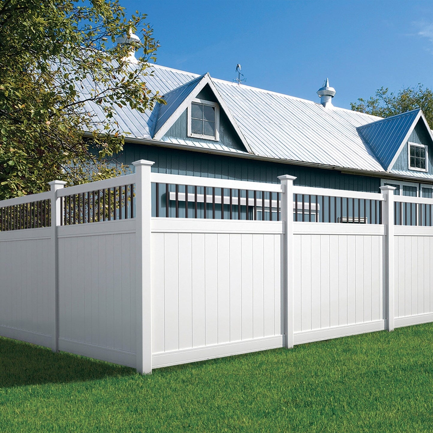Outdoor Essentials Lakewood 6-ft H x 6-ft W White Privacy Vinyl Baluster Top Fence Panel (Unassembled)