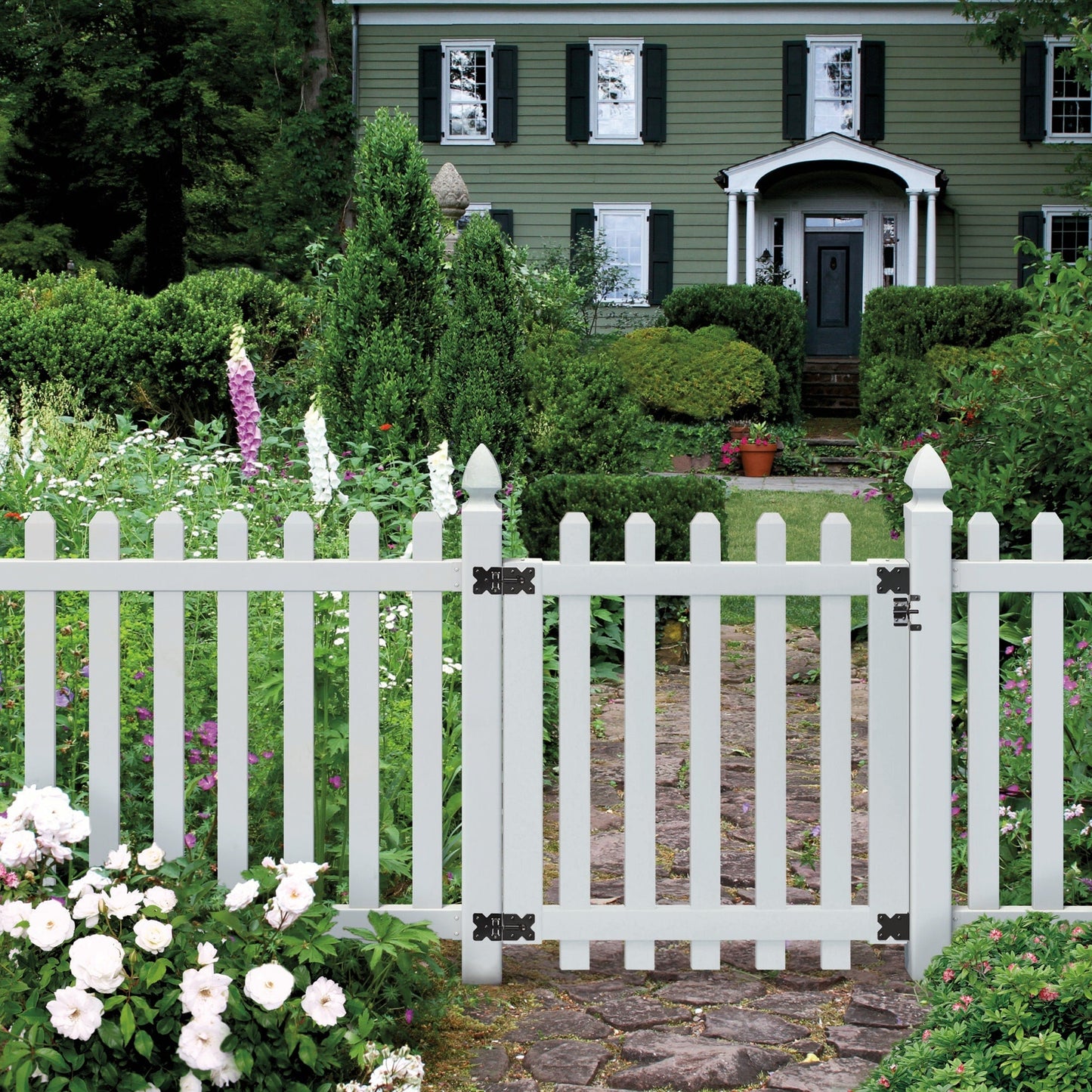 Outdoor Essentials Yorktown 4-ft H x 8-ft W White Vinyl Dog Ear Fence Panel (Unassembled)