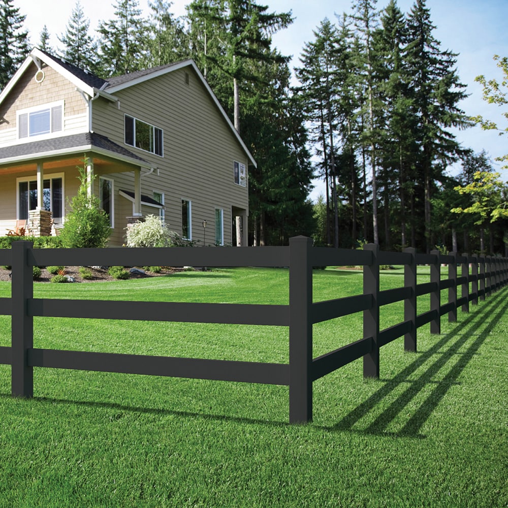 Outdoor Essentials Ranch 3-Rail 7-ft H x 5-in W Black Vinyl Flat-top Corner Fence Post (Unassembled)