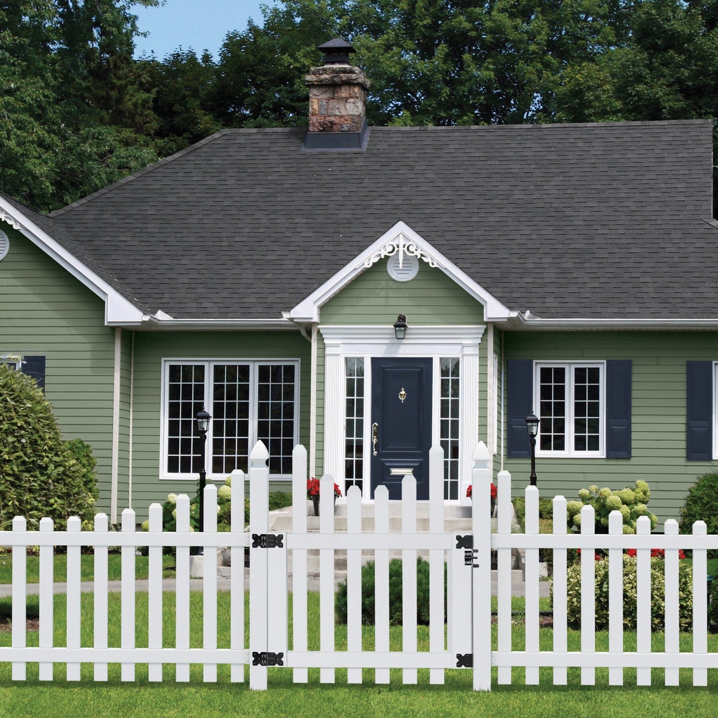 Outdoor Essentials Yorktown 4-ft H x 3.5-ft W White Vinyl Scallop Fence Gate Kit (Unassembled)