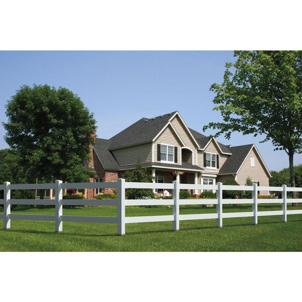 Outdoor Essentials Ranch 3-Rail 7-ft H x 5-in W White Vinyl Corner Fence Post (Unassembled)