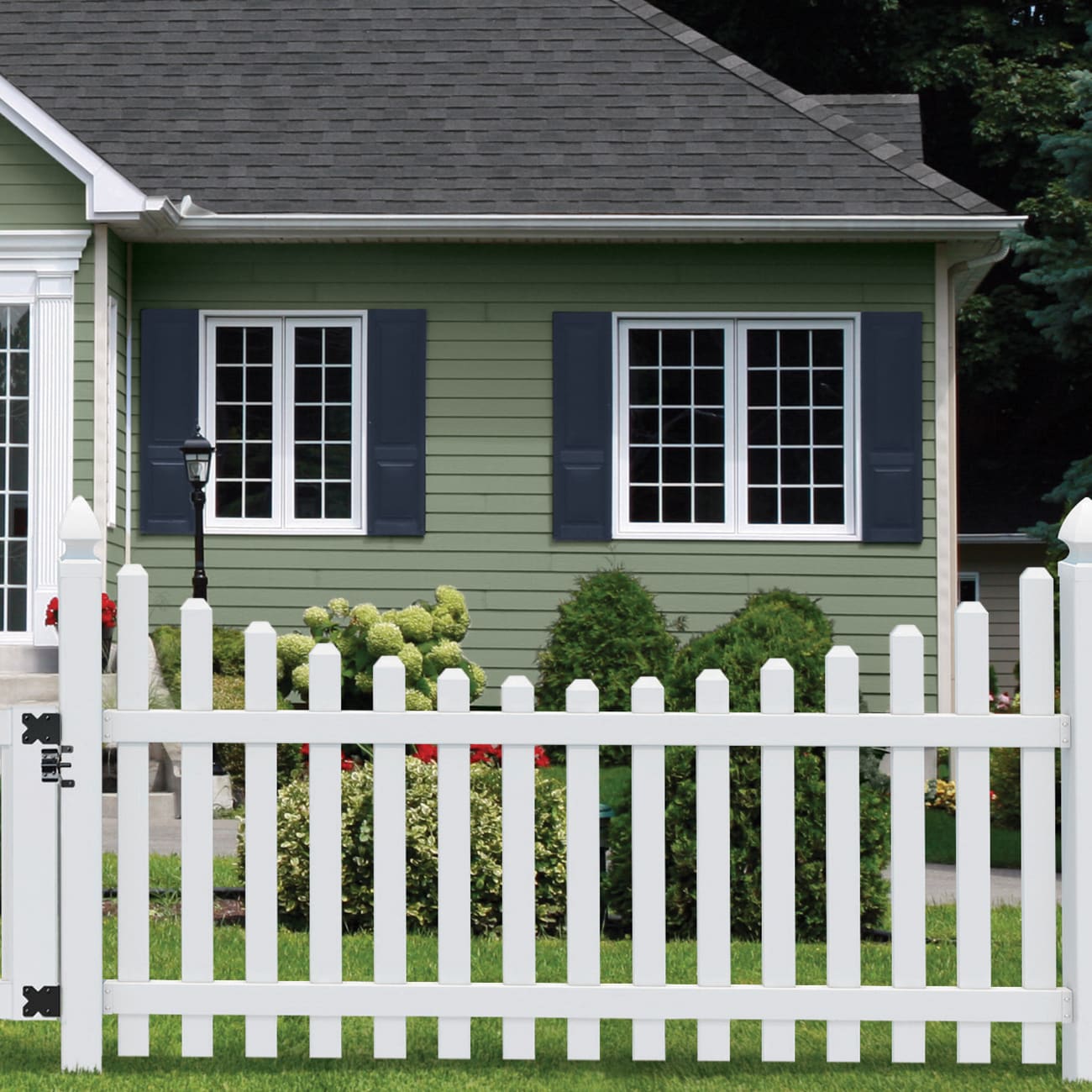 Outdoor Essentials Yorktown 4-ft H x 8-ft W White Vinyl Dog Ear Fence Panel (Unassembled)