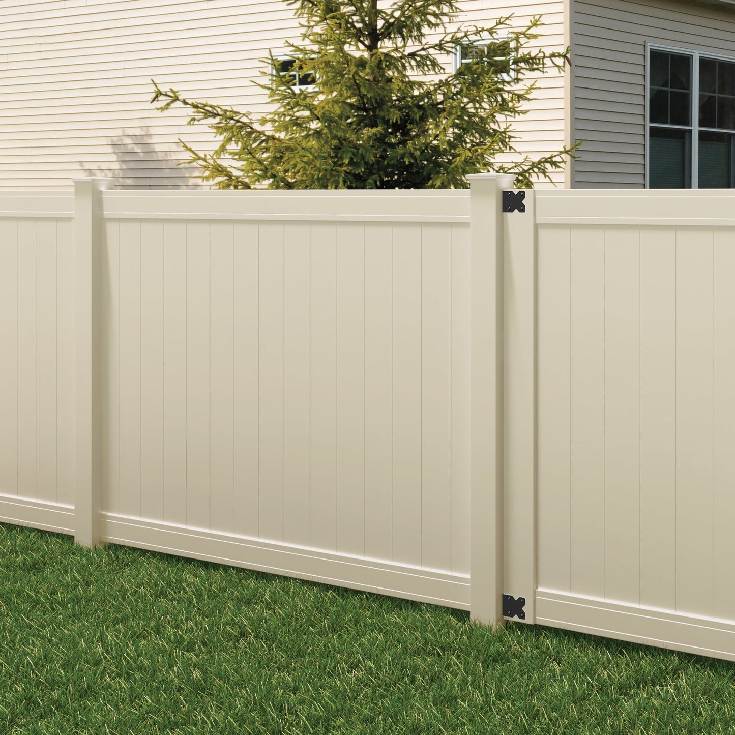 Outdoor Essentials Lakewood 8-ft H x 5-in W Tan Vinyl End Fence Post (Unassembled)