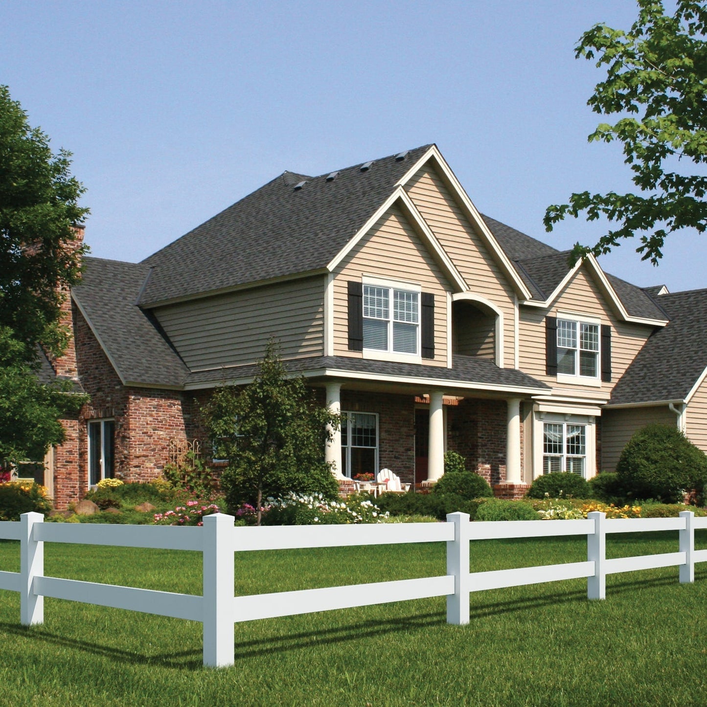 Outdoor Essentials Ranch 2-Rail 5-ft H x 5-in W White Vinyl Fence Post (Unassembled)