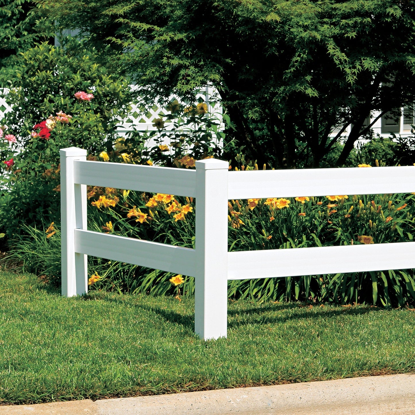 Outdoor Essentials Ranch 2-Rail 5-ft H x 5-in W White Vinyl End Fence Post (Unassembled)