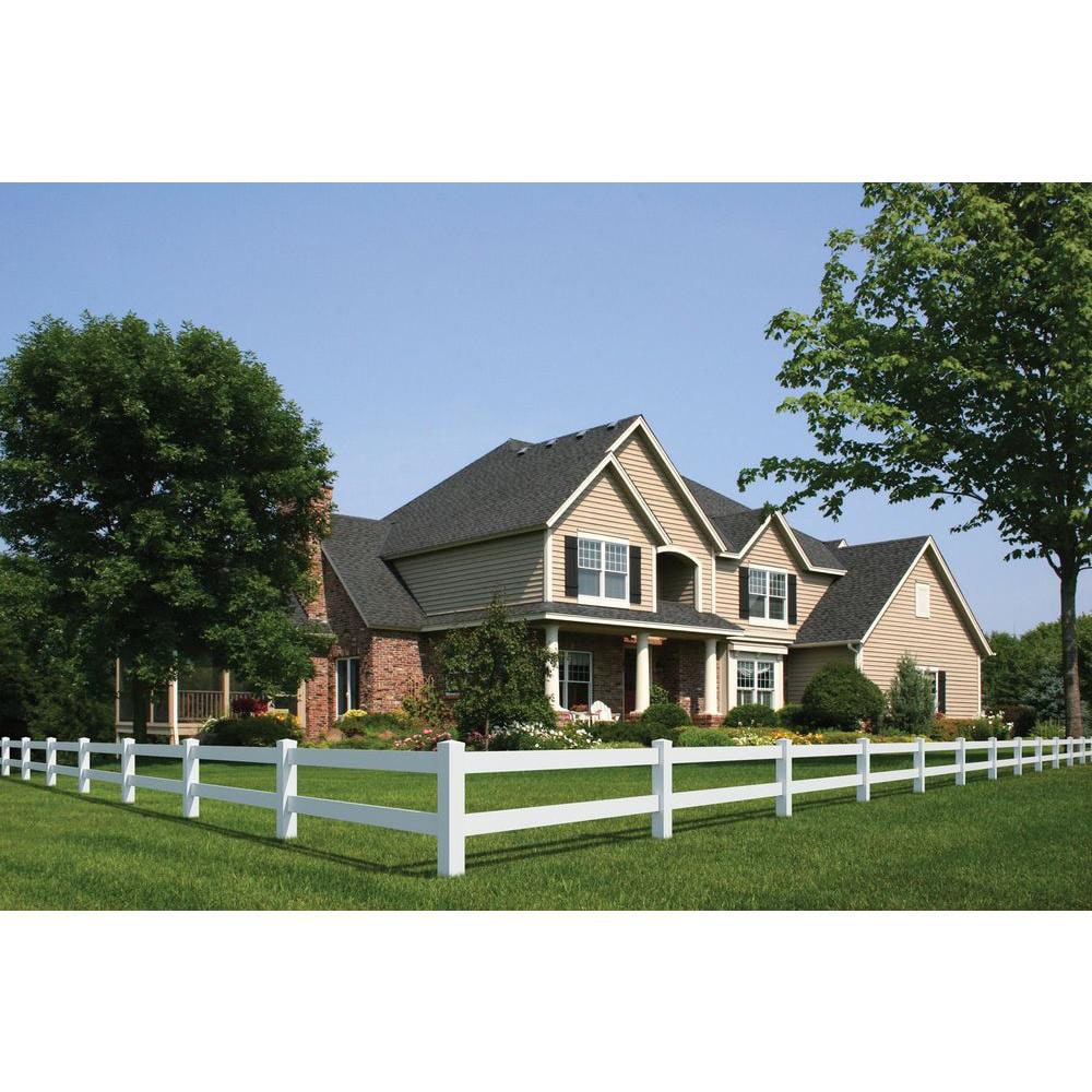 Outdoor Essentials Ranch 2-Rail 5-ft H x 5-in W White Vinyl End Fence Post (Unassembled)