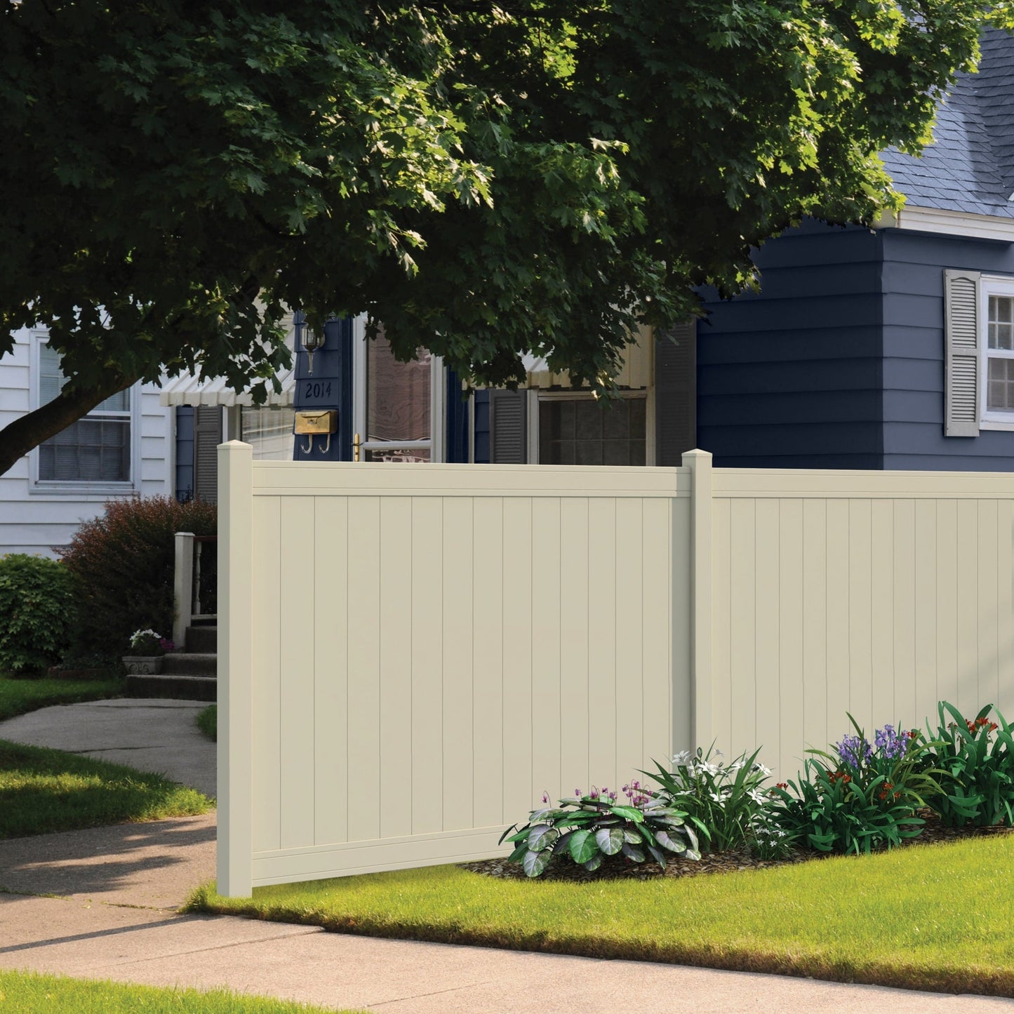 Outdoor Essentials Lakewood 8-ft H x 5-in W Tan Vinyl End Fence Post (Unassembled)