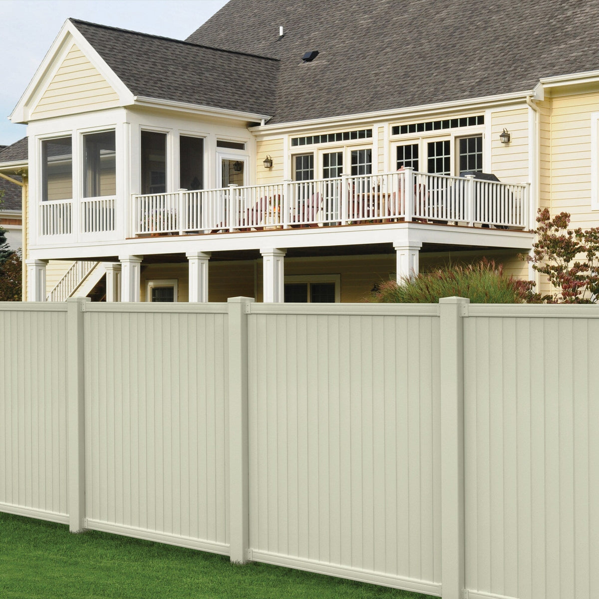 Outdoor Essentials Somerset 6-ft H x 6-ft W Tan Privacy Vinyl Flat-top Fence Panel (Unassembled)
