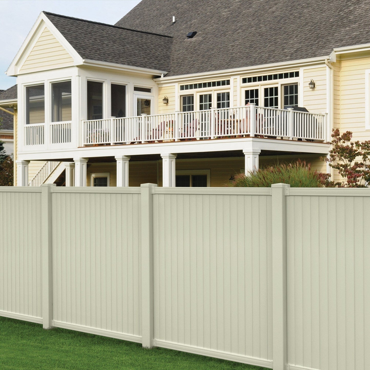 Outdoor Essentials Somerset 6-ft H x 6-ft W Tan Privacy Vinyl Flat-top Fence Panel (Unassembled)