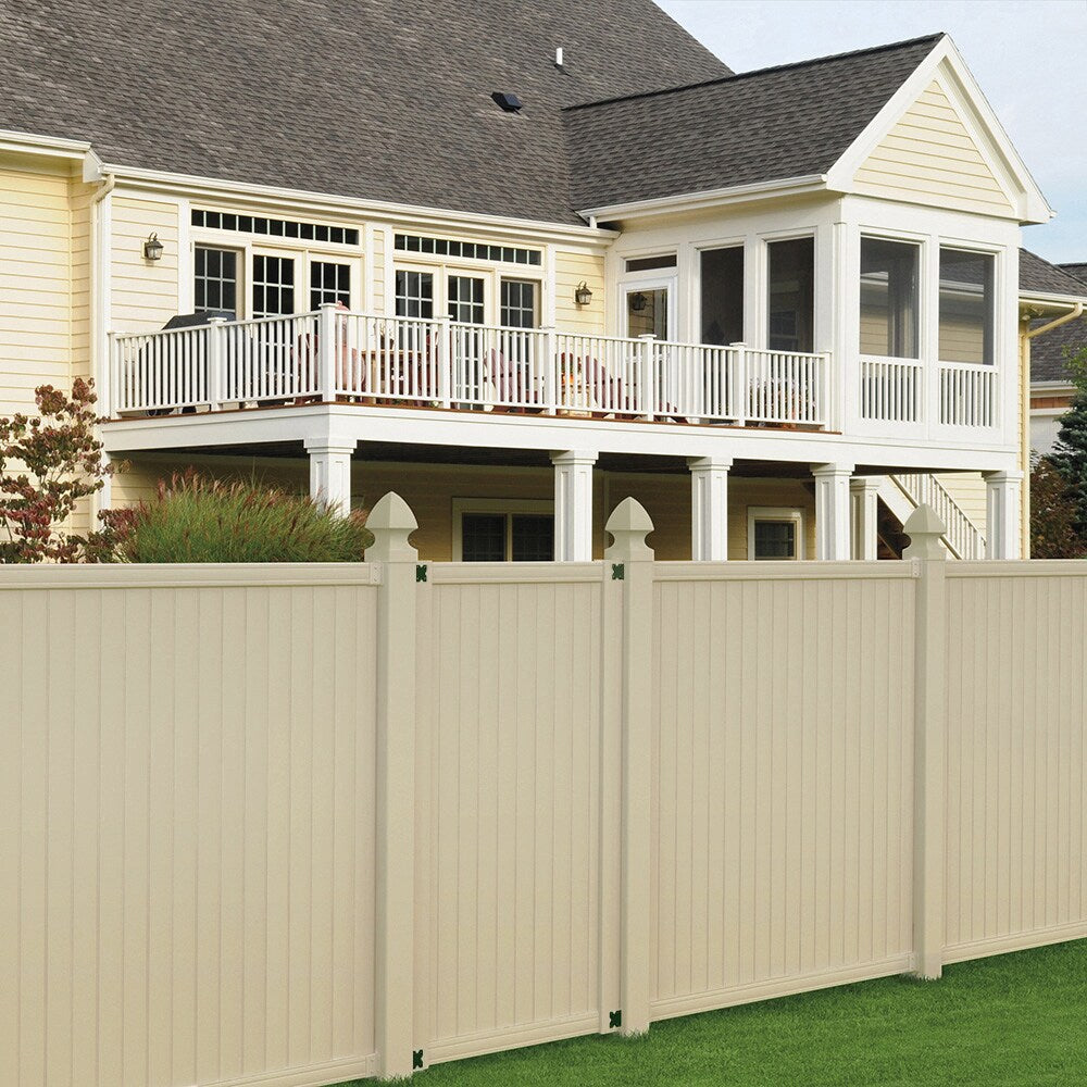 Outdoor Essentials Somerset 6-ft H x 6-ft W Tan Privacy Vinyl Flat-top Fence Panel (Unassembled)