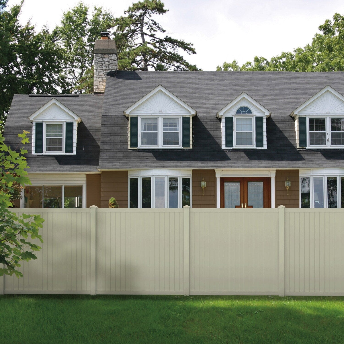 Outdoor Essentials Somerset 6-ft H x 6-ft W Tan Privacy Vinyl Flat-top Fence Panel (Unassembled)