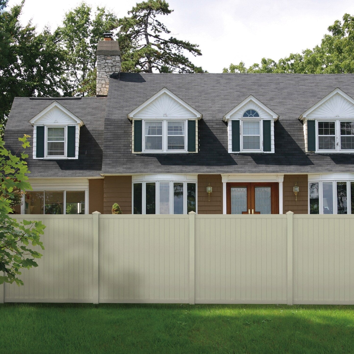 Outdoor Essentials Somerset 6-ft H x 6-ft W Tan Privacy Vinyl Flat-top Fence Panel (Unassembled)
