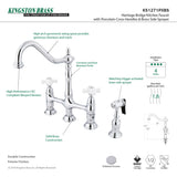 Elements of Design Chrome 2-Handle Deck-Mount Bridge Kitchen Faucet with Side Sprayer