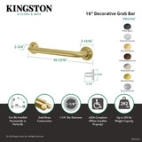 Elements of Design Manhattan 16-in Chrome Wall Mount ADA-Compliant Grab Bar