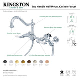 Elements of Design Chrome 2-Handle Wall-Mount Bridge Kitchen Faucet with Side Sprayer