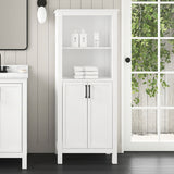 allen + roth Lenoir 24-in x 60-in x 16-in Swan White Freestanding Soft Close Linen Cabinet