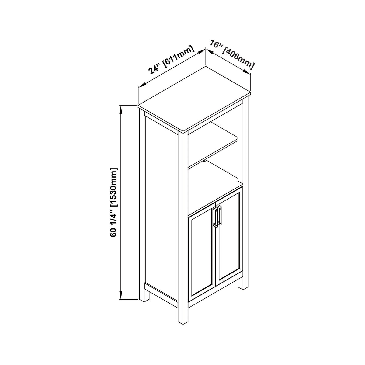 allen + roth Lenoir 24-in x 60-in x 16-in Swan White Freestanding Soft Close Linen Cabinet