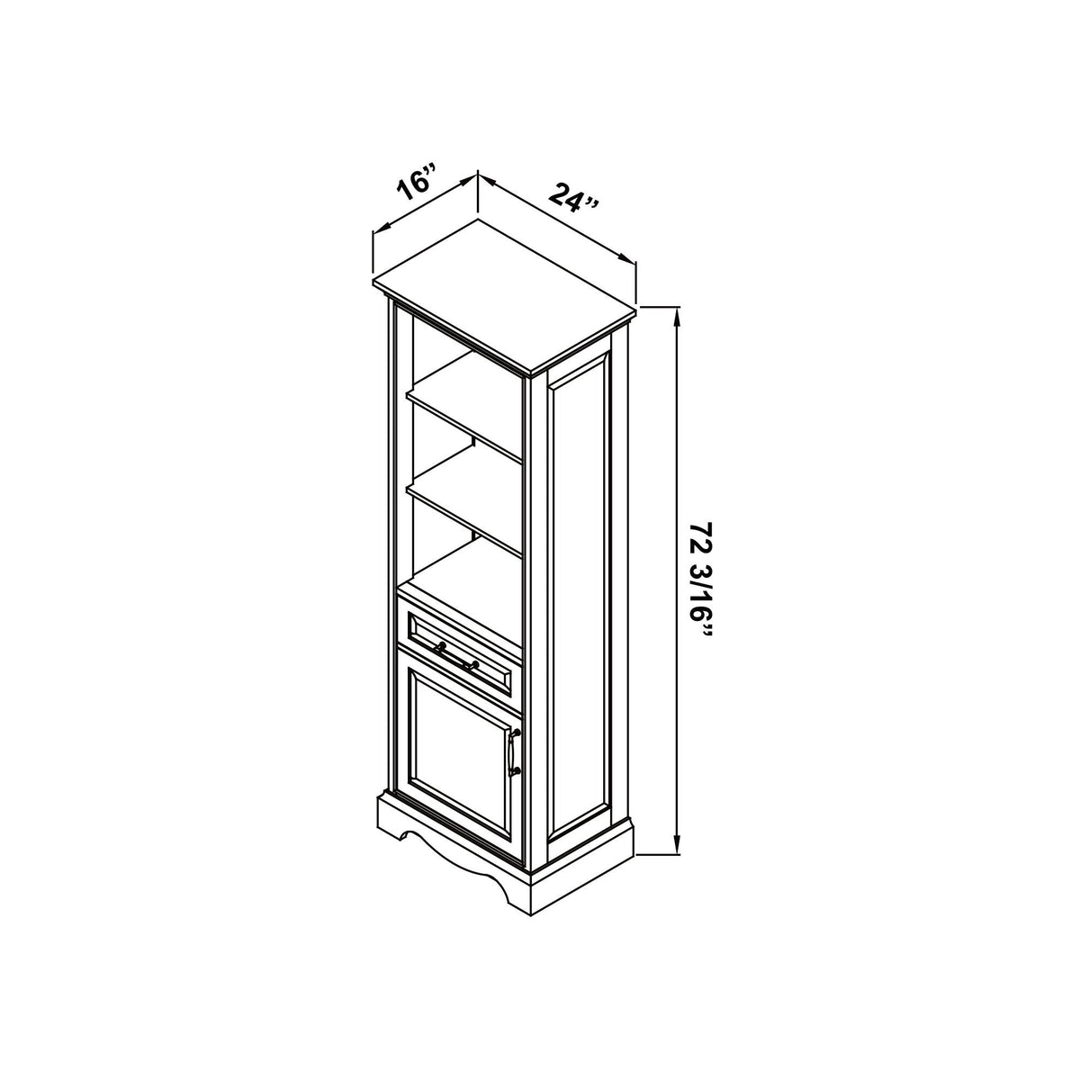 allen + roth Rutherfurd 24-in x 72-in x 15.98-in Swan White Wood Freestanding Soft Close Linen Cabinet