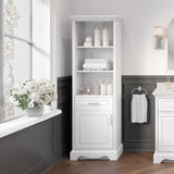 allen + roth Rutherfurd 24-in x 72-in x 15.98-in Swan White Wood Freestanding Soft Close Linen Cabinet
