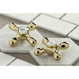 Elements of Design Polished Brass 2‑Handle Deck‑Mount Bridge Kitchen Faucet with Side Sprayer